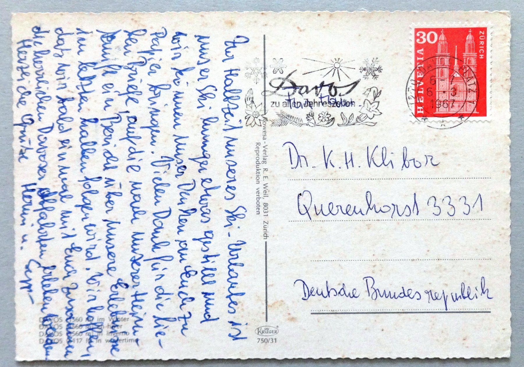 Cartoline postali: Davos 1560 m – Usato da Fétigny venduto da Billy2miny 1