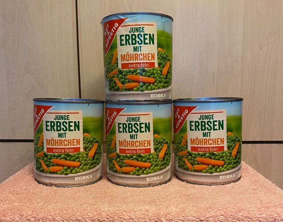 4 Dosen junge Erbsen mit Möhrchen | Kaufen auf Ricardo