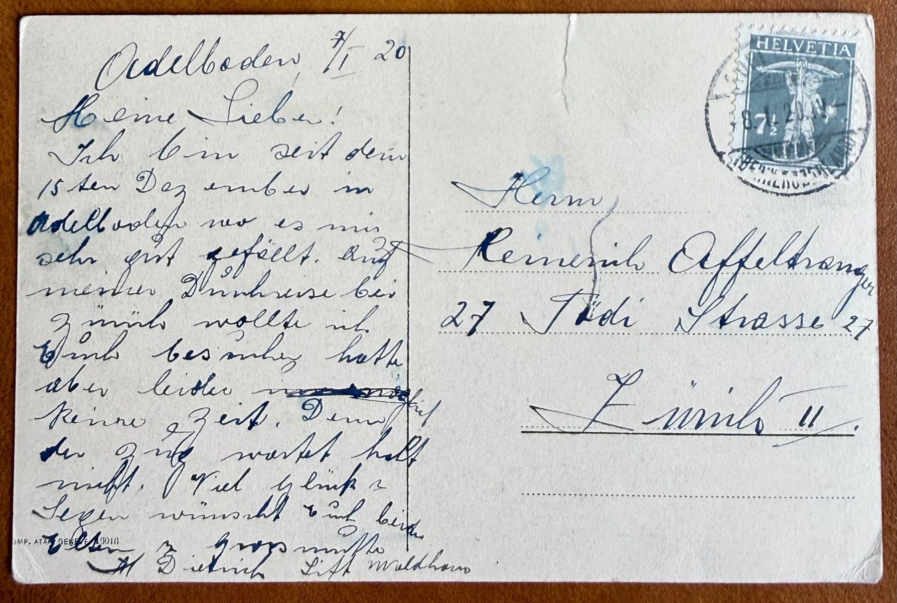 Cartoline postali: Adelboden - Nevada Palace 1920 – Usato da Lutry venduto da Ediego 2