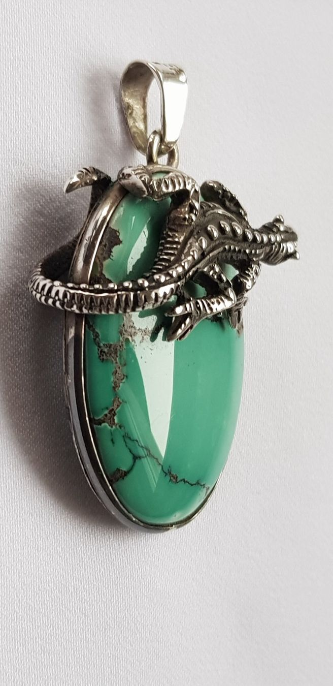 Pendentifs: Anhänger Türkis mit Echtsilber-Eidechse massiv – Neuf (Voir description) à Dällikon par Toyfan