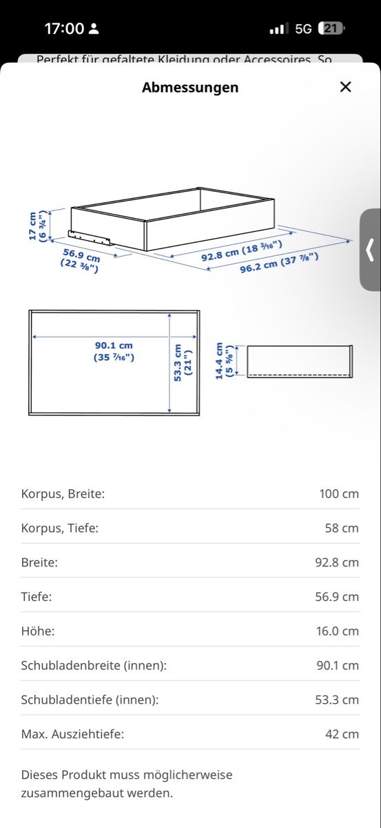 Ikea Armoires: PAX Komplement Schublade braun 100x58cm – D'occasion à Ostermundigen par nic_s9d9 5