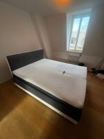 Boxspringbett 160x200cm grau mit Matratze, gebraucht