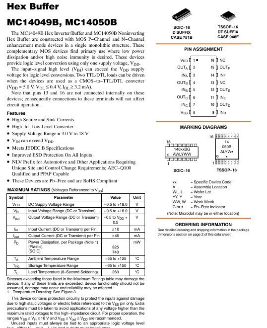 Elektronikbauteile: MC14050B Quad NonInverting HEX Buffer – Neu und originalverpackt aus Oberwangen b. Bern von Vittorio0 1