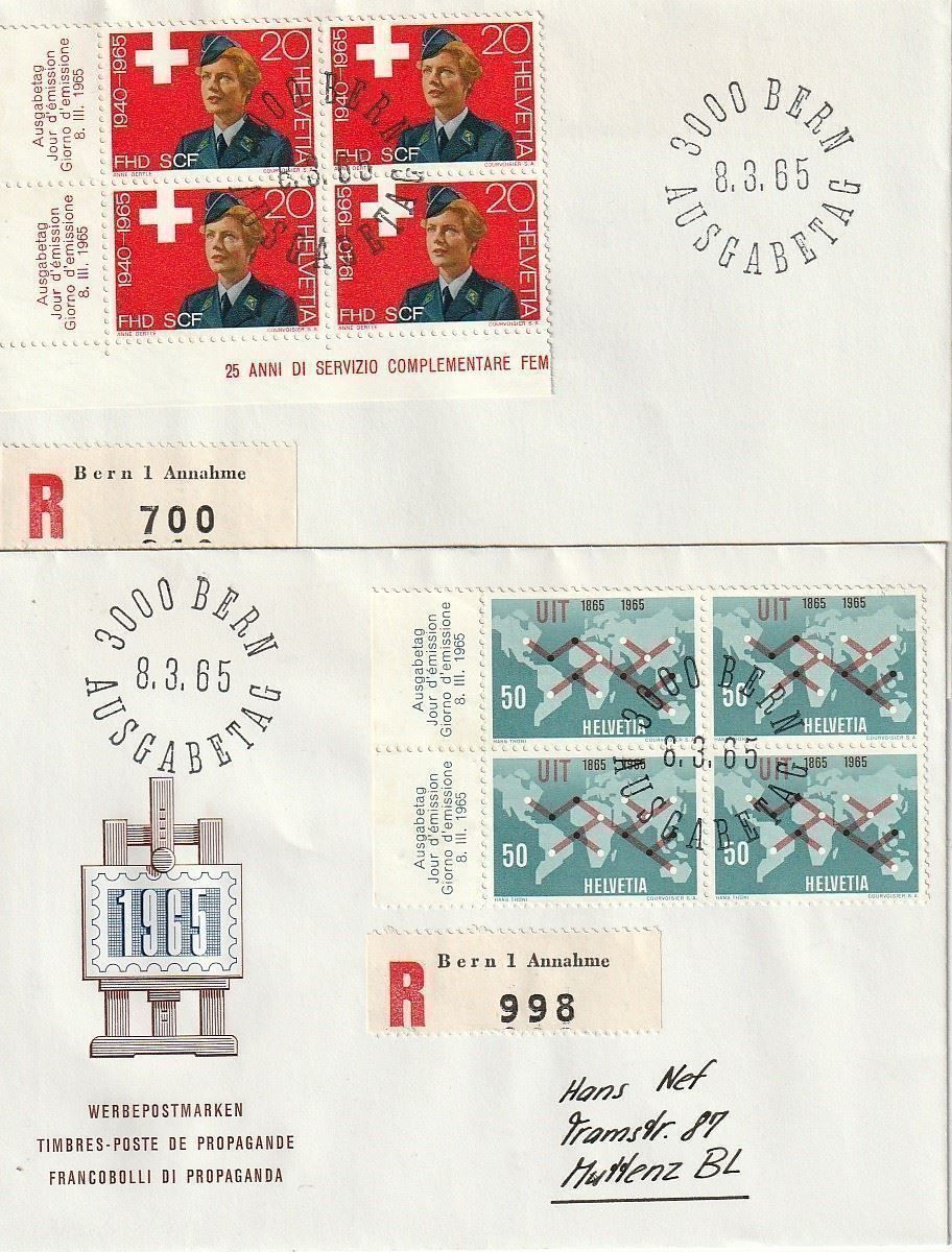 Tutti i francobolli: 4 FDC 1965 – Usato da Aarburg venduto da Aare10 1