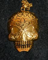 Totenkopf Anhänger Kette goldfarbig Modeschmuck