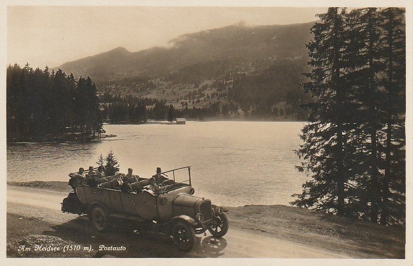 Ansichtskarten: super Postauto animiert Lenzerheide Heidsee 1936 – Gebraucht aus Horgen von Wasser2