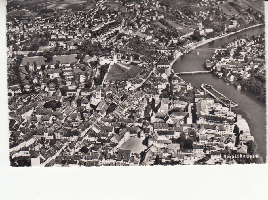 Ansichtskarten: Schaffhausen Flugaufnahme ca. 1950 – Gebraucht aus Bürglen TG von StampGraf