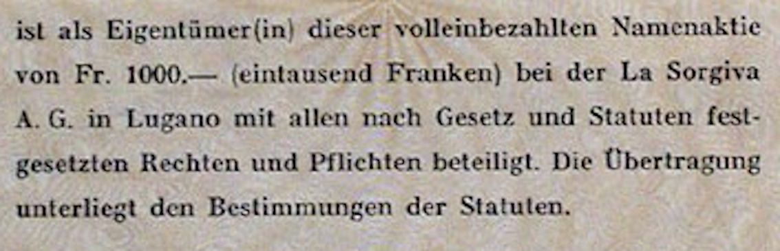 Dokumente: La Sorgiva AG, Lugano - 1962 – Gebraucht aus Solothurn von Sgasche 1