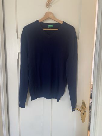 Pullover United Colors of Benetton blau V-Ausschnitt