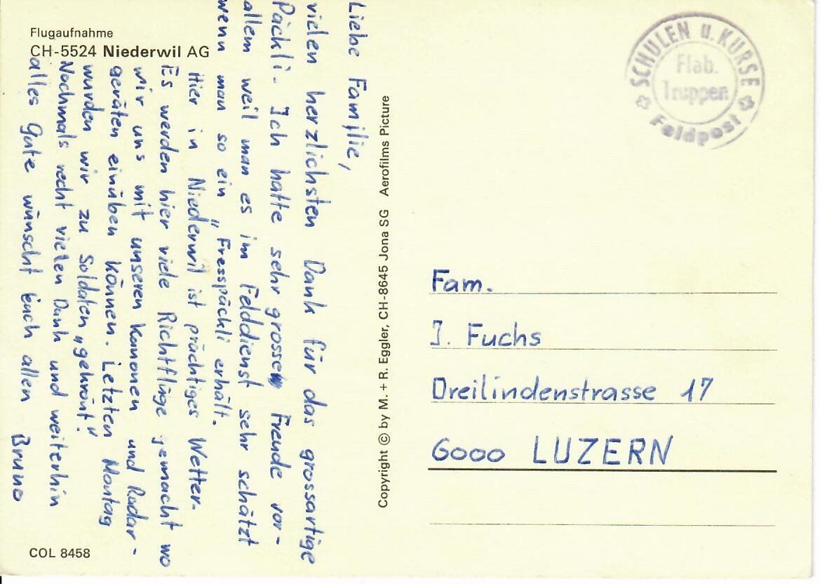 Cartoline postali: Flugaufnahme Niederwil AG – Usato da Hochdorf venduto da Ziegel-16 1