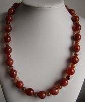NEU: Karneol Achat Collier Halskette Schmuck mit Edelstahl