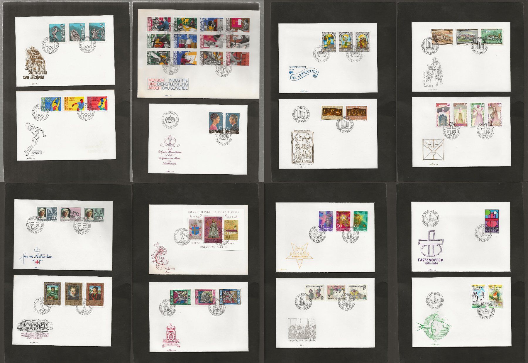 Tutti i francobolli: 32 FDC Liechtenstein 1982 bis 1986 – Usato da Au ZH venduto da xelagreb01 9