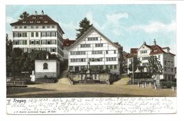 Trogen (AR) Wohnhäuser beim Dorfplatz - Brunnen - 1903