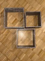 3er Set graue Würfel-Regale, Wandregal