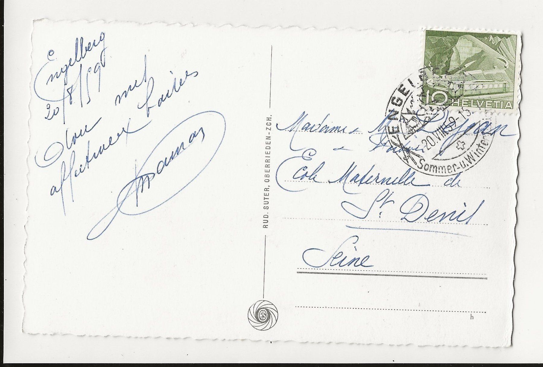 Cartoline postali: AK 1959 Engelberg gegen Juchlipass – Usato da Greifensee venduto da 315WDO 1
