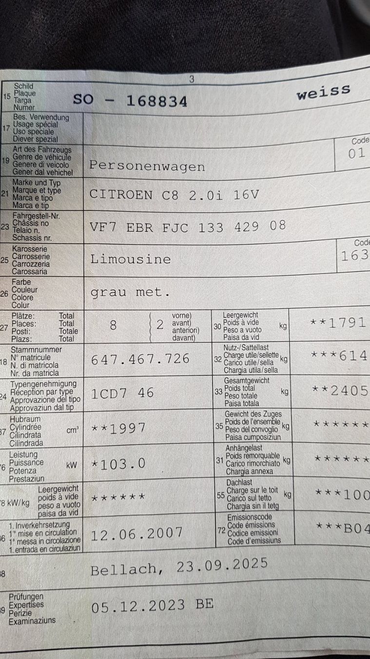 Citroën Automobili: CITROEN C8  8Platz – Usato da Biel / bienne venduto da Sarouch9 7
