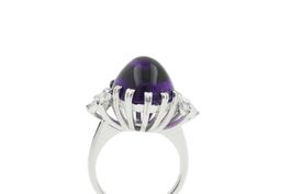 Amethyst Cabochon Diamant Ring 18K Weissgold *S3932