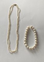 Vintage Barock Perlen Set Kette + Armband Süsswasser Reis