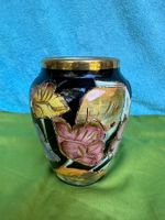 Vintage hand decorated enameled ceramic ball vase