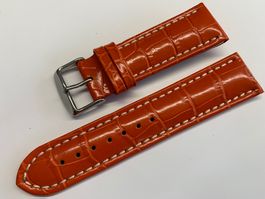 25mm Uhrenarmband Leder glanz orange, Lederarmband für Uhren