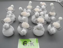 10 Elche mit Baumwollmützen, Weihnachtsdeko, Nr. 6k