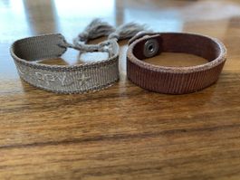 Elegante Armbänder Set, Stoff und Leder, Top Zustand!