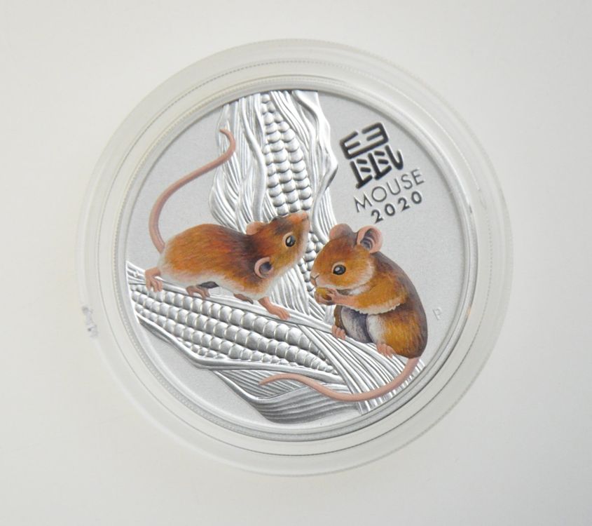 Neugieriges Hündchen 1oz Silber Farbmünze