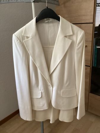 Kostüm - Blazer mit Rock, weiss, Alba Moda/Madeleine, 40/42