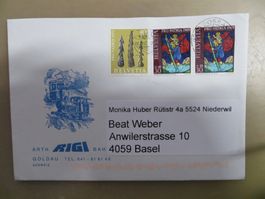 Gelaufener Brief mit Rigi-Bahn-Couvert 2025