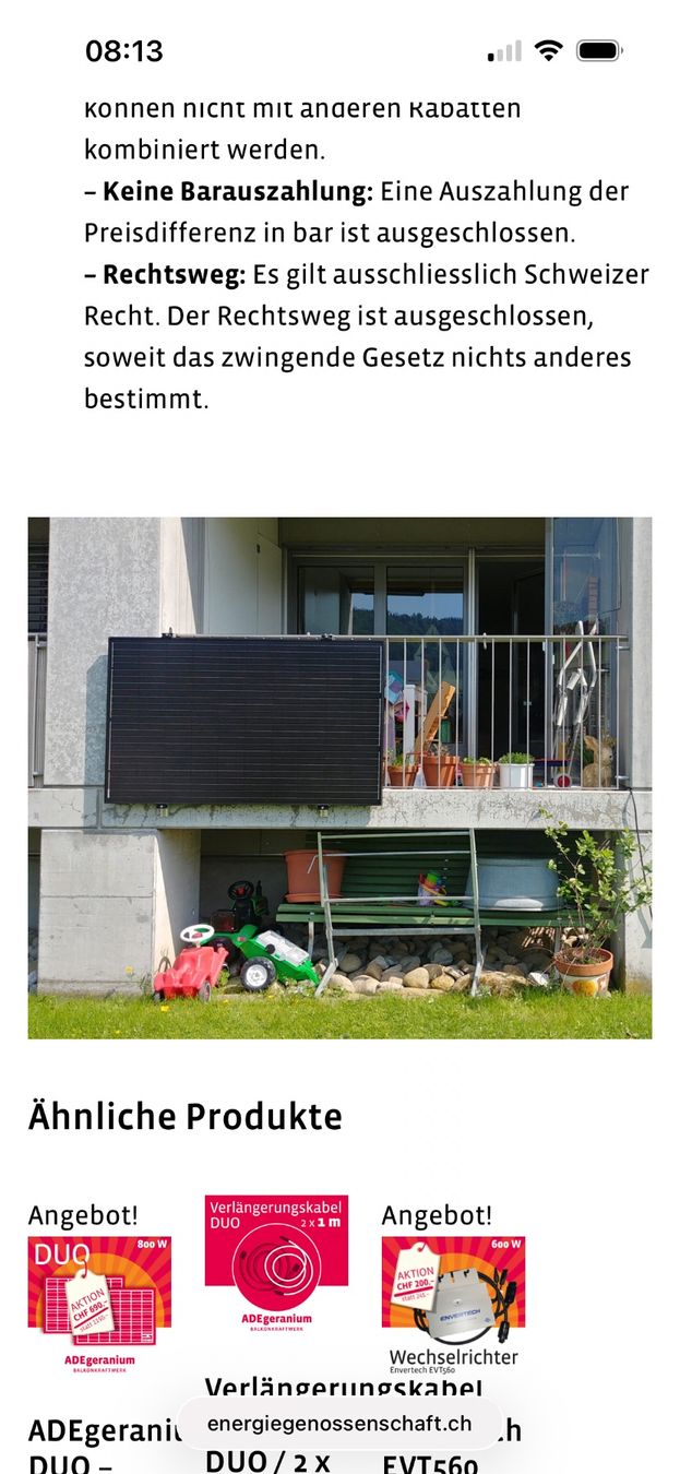 Dispositivi a energia solare: ADEgeranium Balkon Solaranlage – Usato da Zürich venduto da cel_v7fk 1