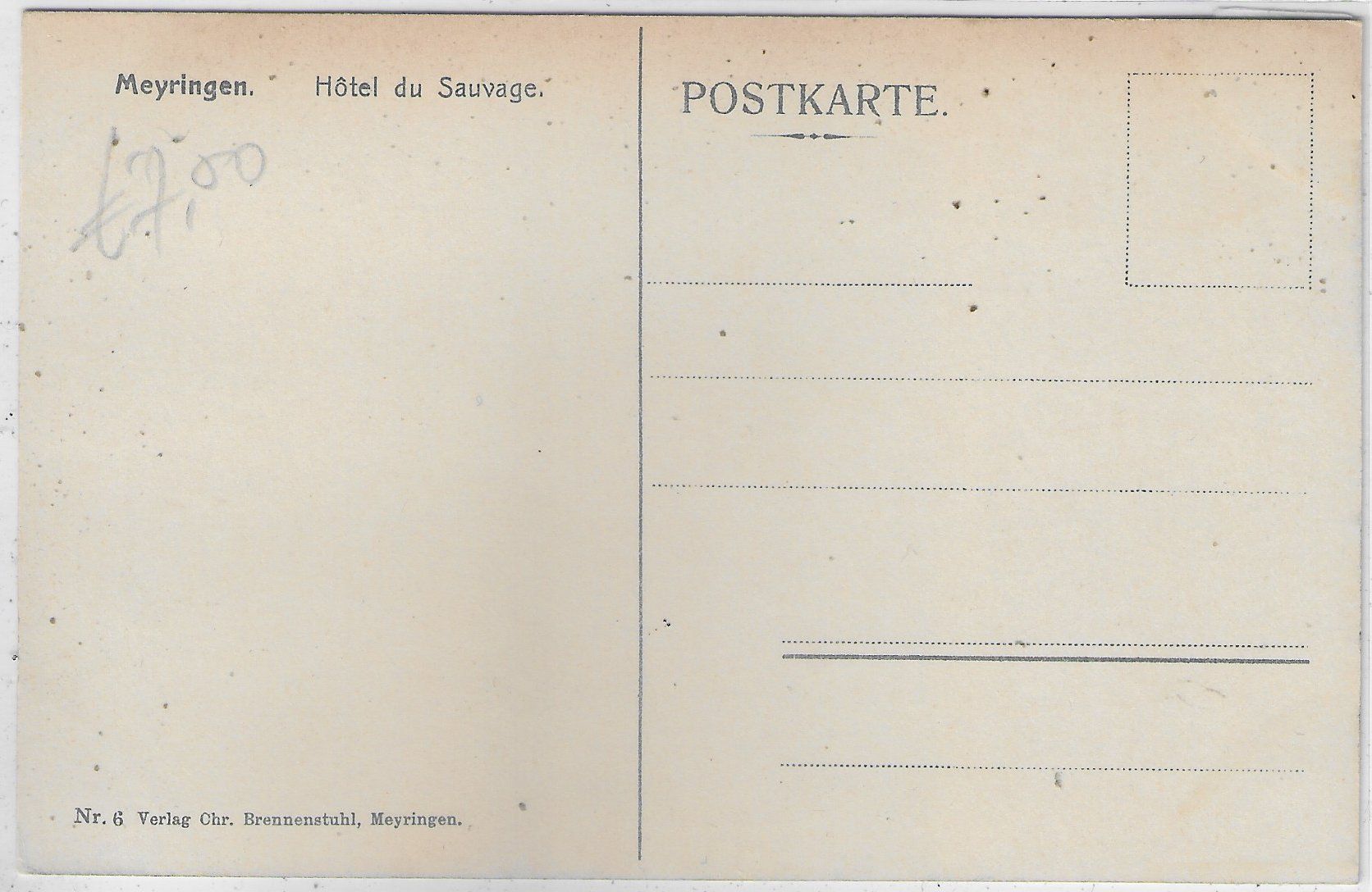 Cartoline postali: Meyringen - Hotel du Sauvage - Litho – Usato da Ettingen venduto da Kartenplanet 1