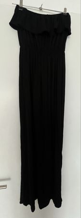 Schwarzes schulterfreies langes Kleid, Grösse S/M