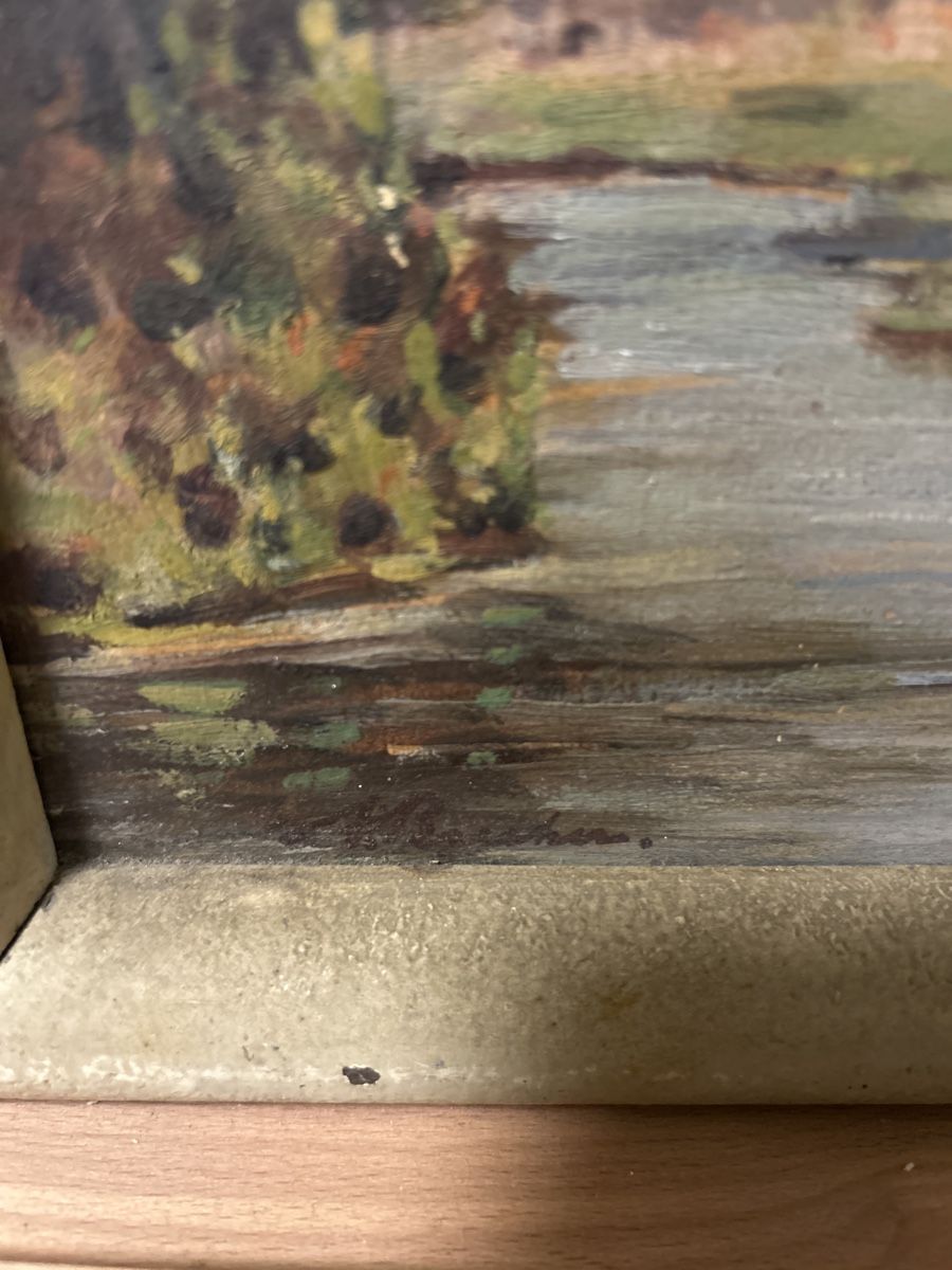Dipinti: Altes Ölgemälde "Berge und Fluss" – Usato da Glarus venduto da KunstWerkEr-LS87 1