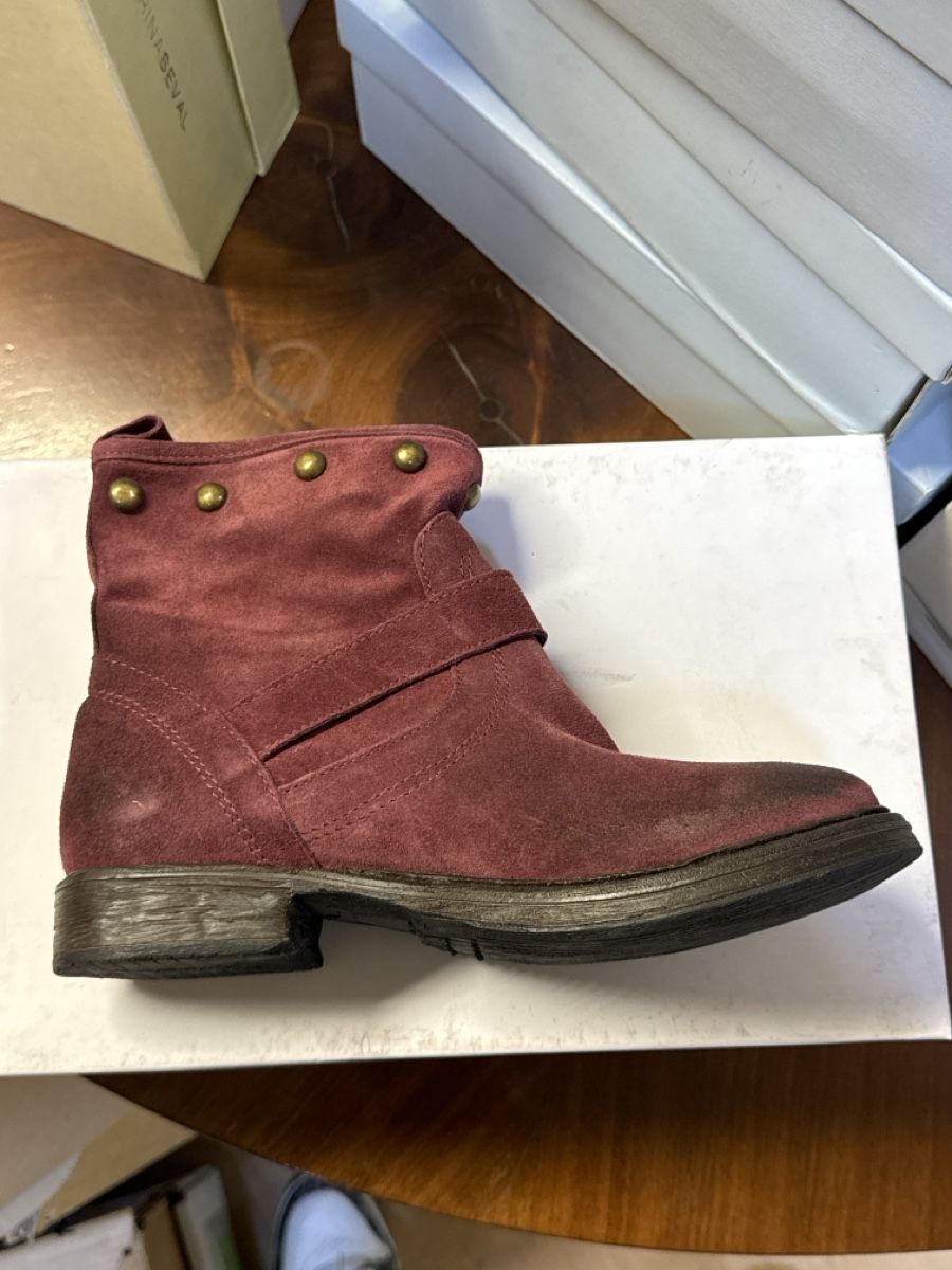 Damenschuhe: Adele Seval Wildleder Damenstiefeletten Bordeaux Gr.37 – Neu und originalverpackt aus Interlaken von Skandalpreis 1