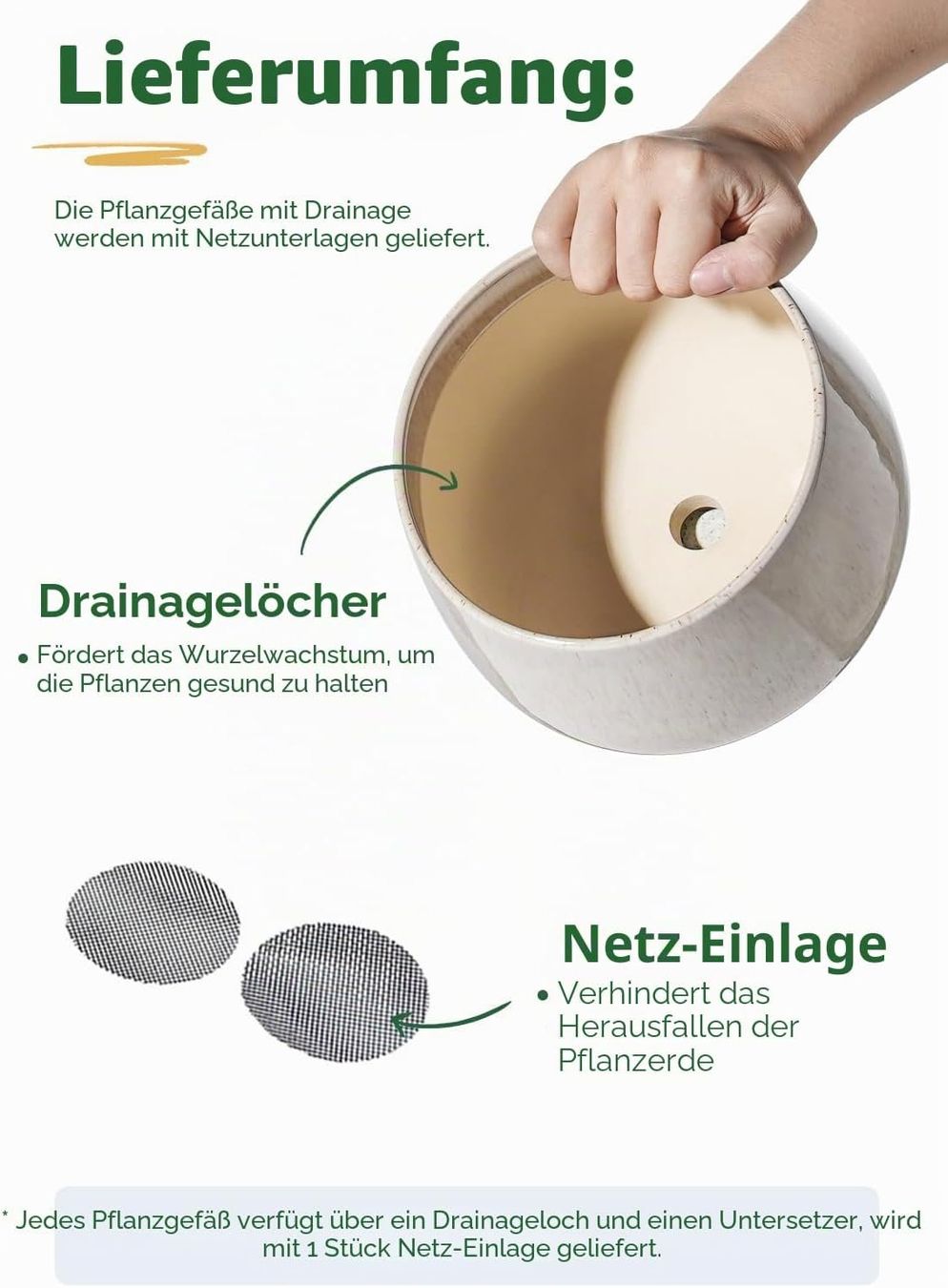 Vasi per fiori: Keramik Blumentöpfe 3er Set mit Untersetzer Beige – Nuovo e nell'imballaggio originale da Zürich venduto da jasminleut 5