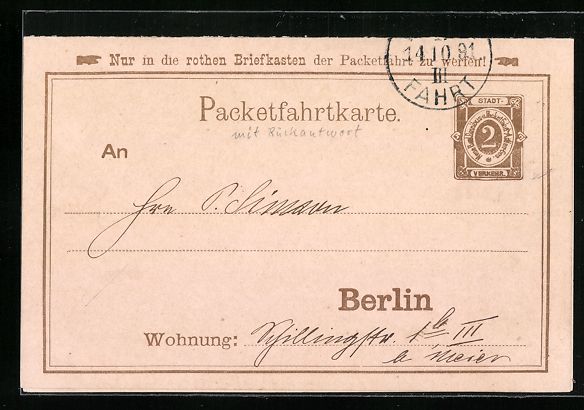 Cartoline postali: Berlin, Neue Berliner Omnibus und Packet – Usato da Berlin venduto da bartko-reher