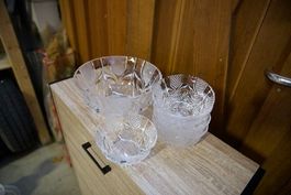 Kristallglas Set, Grosse Schüssel mit 6 Dessertschalen