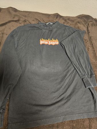 ​Palm Angels Longsleeve "Burning Logo" – Schwarz, Grösse M