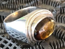 TURMALIN Cabochon Silber Ring in Grösse: 57