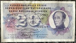 Schweizer 20-Franken-Note, 1974, Top Zustand, Sammlerstück