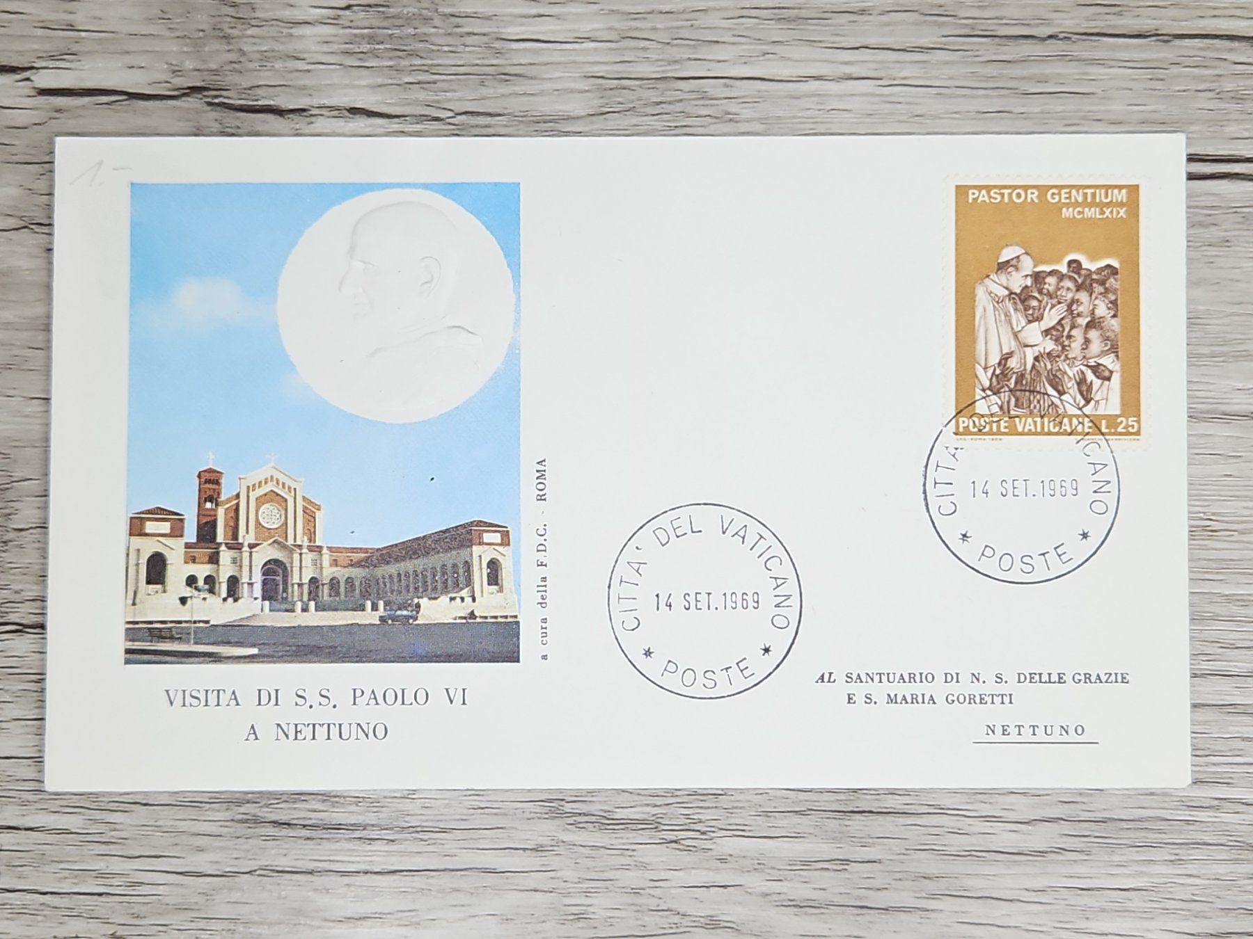 Tutti i francobolli: CL05 Enveloppe + Timbre Poste Vaticane 1969 – Usato da Cousset venduto da Patrick_Collections