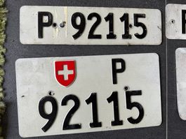 Paar Nummernschilder PTT Post 92115 antik f. Sammler