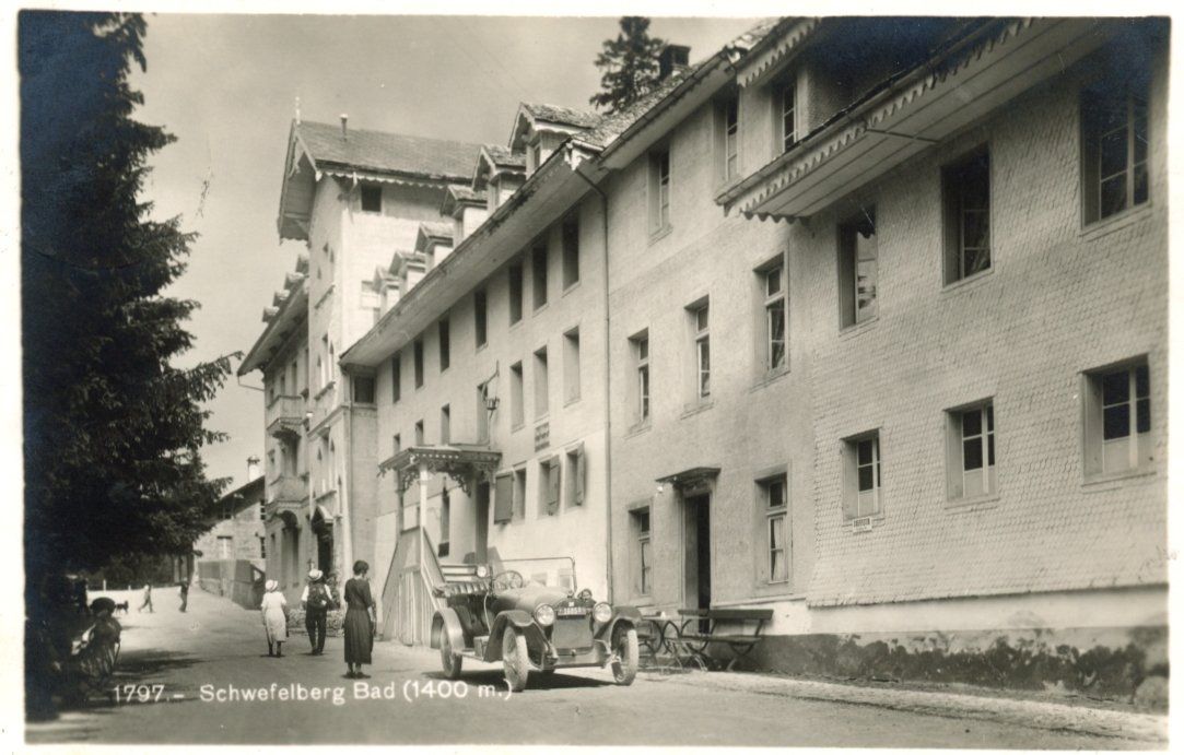 Ansichtskarten: Schwefelberg Bad  BE  -   Auto:  BE 1685 / Oldtimer  um 1930 – Gebraucht aus Brig von Valcards54