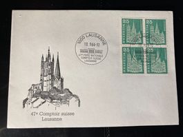 Schweiz 1966 Stempel+4er-Block+Cachet 47.Comptoir Lausanne