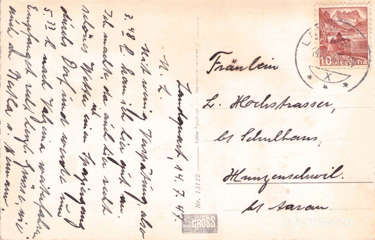 Cartoline postali: Landquart GR // 1947 Flugbild Bahnhof // Sommer – Usato da Basel venduto da intermezzo12 1