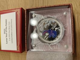 Niue Lunar Year, Rabbit 1oz Silber Colorized Proof Coin