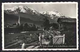 Fiesch, Ortsansicht mit Ziegenherde, Bre