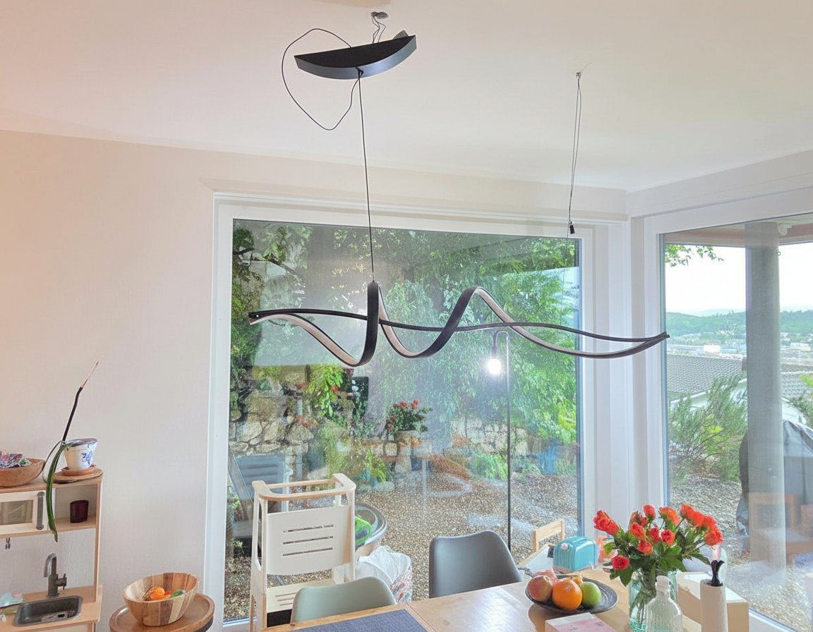 Lampadari & plafoniere: WOMO Schwarze Spiral-LED-Pendelleuchte – Nuovo e nell'imballaggio originale da Biel/Bienne venduto da Drakewyrm 1