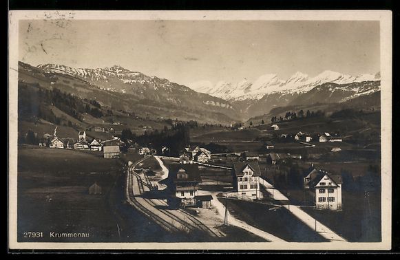Cartoline postali: Krummenau, Ortsansicht und Bahnhof aus d – Usato da Berlin venduto da bartko-reher