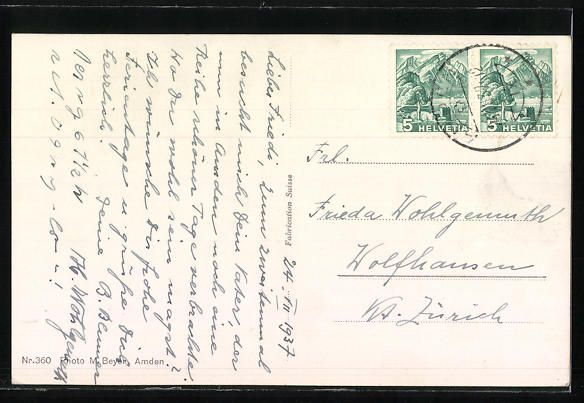 Cartoline postali: AK Amden, Ortspanorama mit Leistkamm – Usato da Berlin venduto da bartko-reher 1